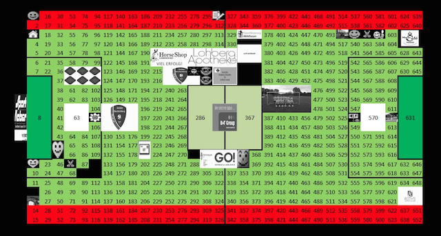 Noch ziemlich viel Grün: Eine Grafik auf der Internetseite des JVF Alsfeld-Bechtsleberg zeigt, welche Teile des Platzes schon einen Paten haben. Screenshot: Oberhessen-live 