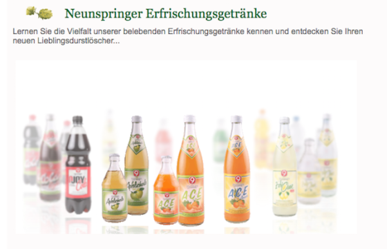 Bekommt Zuwachs: das bisherige Limo-Sortiment der Neunspringe Brauerei. Screenshot: ol