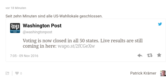 Gegen 7.00 Uhr MEZ wurden die letzten Wahllokale in den USA geschlossen, wie unter anderem Hr1 auf seiner Internetseite bekannt gab. Foto: fg.