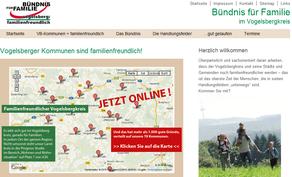 Das bieten unsere Kommunen: Die Angebote des Vogelsbergkreises sind nun auf einer Netzseite zusammengefasst. Screenshot: Landkreis