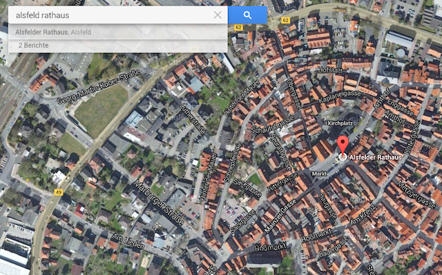 Alsfeld von oben: Ein Screenshot aus Google Maps zeigt die Altstadt. Eine ehrenamtliche Gemeinschaft soll die Karten des Internetriesen über Alsfeld auf dem neuesten Stand halten. Screenshot: oberhessen-live