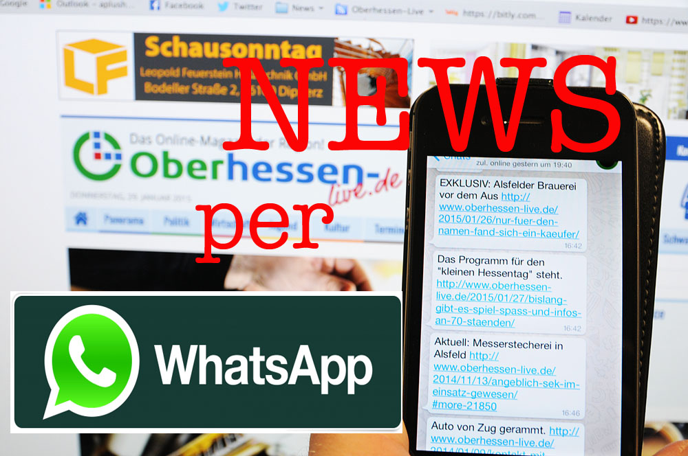 Noch schneller Informiert: Oberhessen-live verschickt ab sofort Neuigkeiten per WhatsApp.