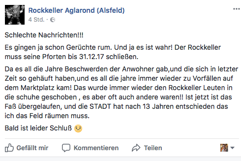 Der Post des Rockkellers. Sreenshot: OL 